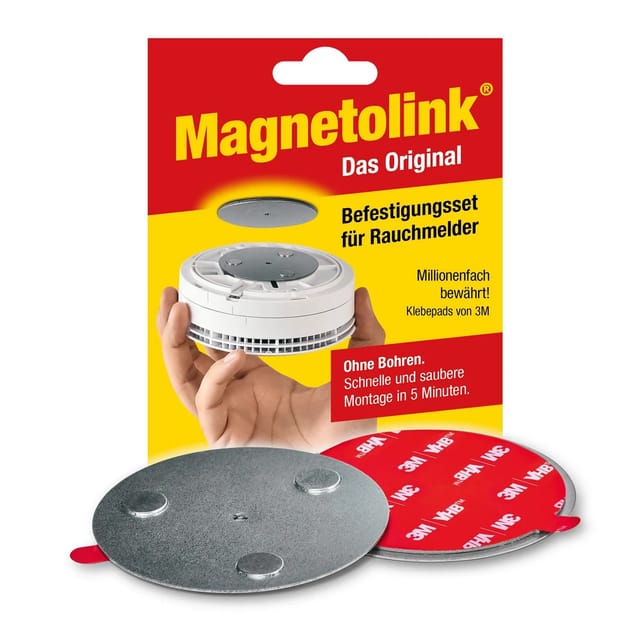Magnetolink Magnetbefestigungsset für Rauchmelder, für alle Rauchwarnmelder ab Ø 70 mm