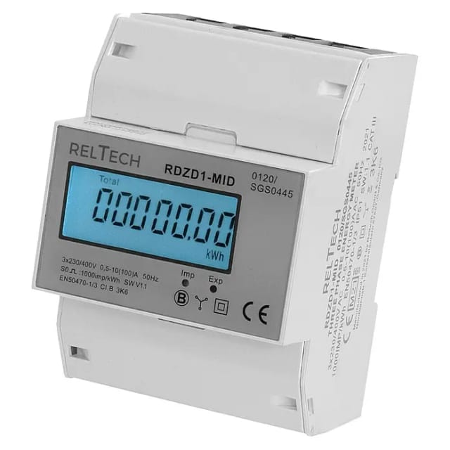 Reltech Drehstromzähler digital RDZD1-MID, 100 A, MID-geeicht, 4 TE