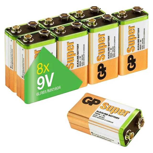 GP Super Alkaline 9 V Batterie 1,5V, 8 Stück