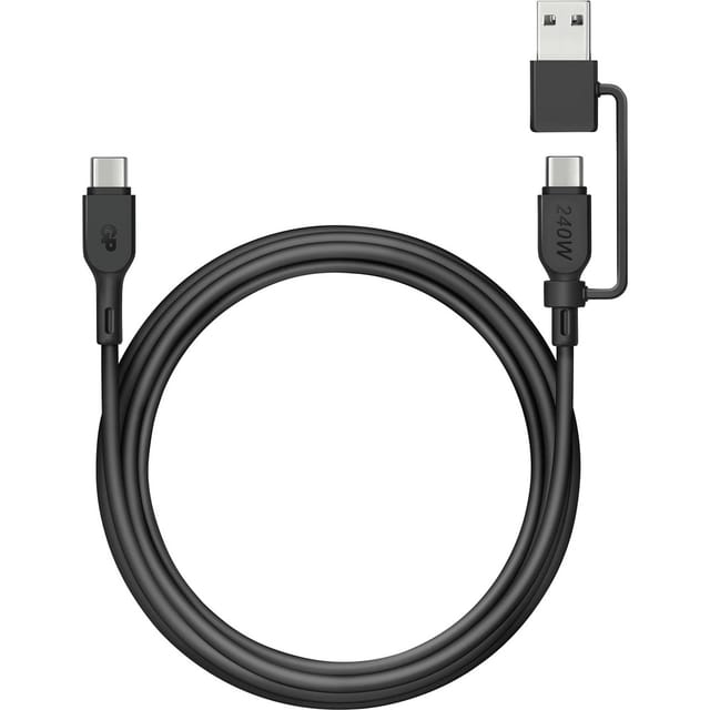 GP Daten- und Ladekabel, 2in1, USB-C/USB-A zu USB-C, 1,5 m, Schwarz