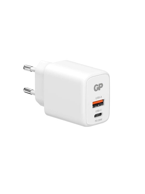 GP Steckerlader 20W PD Fast Charger, 1x USB-A und 1x USB-C, Weiß