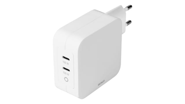 Deltaco 2-fach USB-C-Schnell-Ladegerät USBC-GAN03, 100 W mit Power Delivery