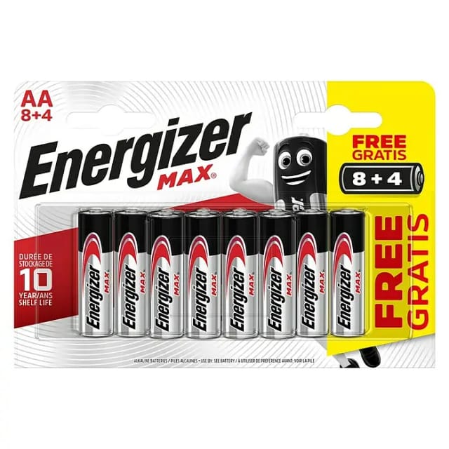Energizer Max Alkaline Batterie Mignon AA, 8+4 Sparpack