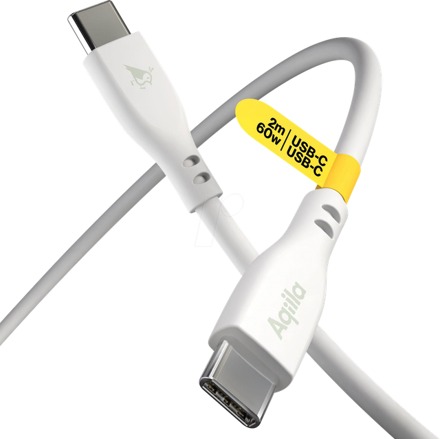 Aqiila Cablebird CS12 Sync-/ Ladekabel, 60W, Type-C auf Type-C, 2 m, Weiß