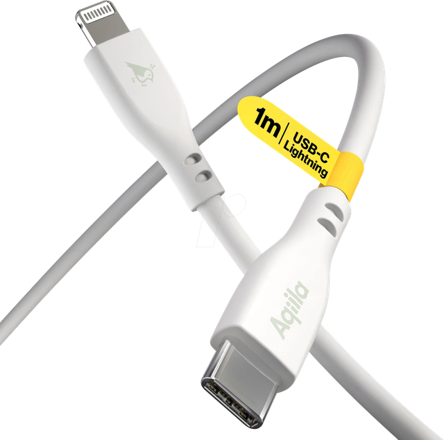 Aqiila Cablebird CS21 Sync-/ Ladekabel, 60W, Type-C auf Lightning, 1 m, Weiß