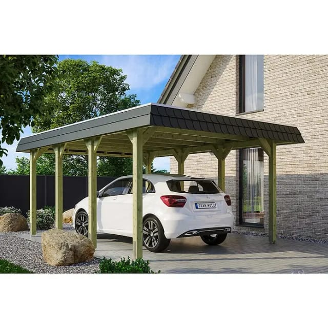 Skan Holz Walmdach-Einzelcarport Spreewald 396 cm x 589 cm