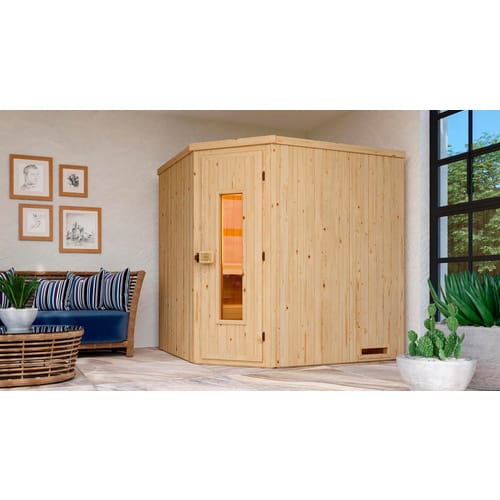 Weka Element-Ecksauna Varberg 2 Sparset 5,4 kW Kompakt Holztür