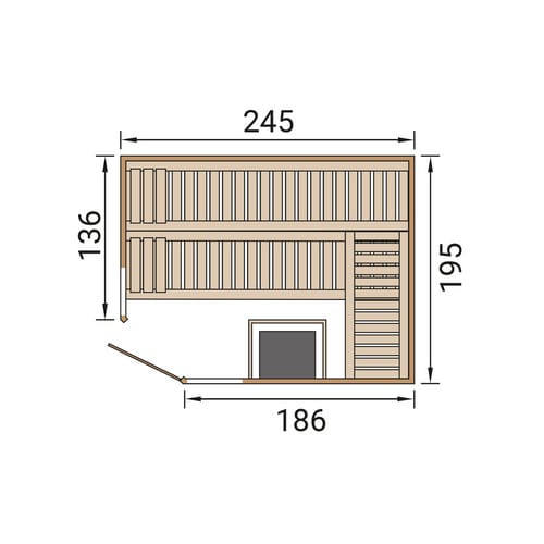 Weka Massivholzelementsauna Kemi Eck 2 Sparset 9 kW OS Glastür/2 Fenster