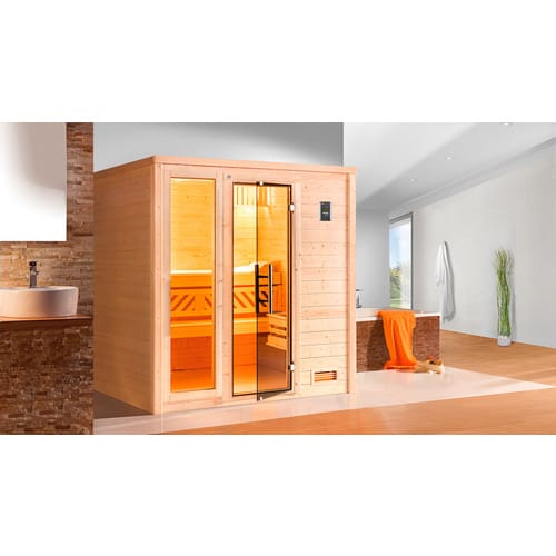 Weka Massivholzsauna Bergen 2 Sparset 7,5 kW OS Glastür/Fenster