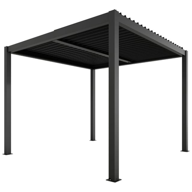 Ximax Pergola Shade Aluminium 300 cm x 300 cm Dunkelgrau inkl. Beleuchtung