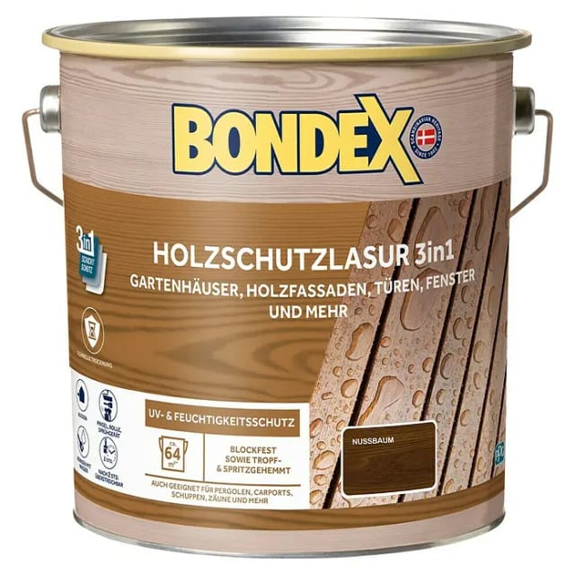 Bondex Holzschutzlasur 3 in 1 Nussbaum 4,
