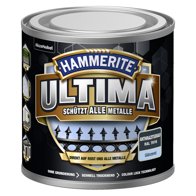 Hammerite Ultima Premium Metall-Schutzlack glänzend Anthrazitgrau 250 ml