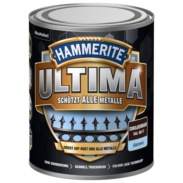 Hammerite Ultima Premium Metall-Schutzlack glänzend Schokoladenbraun 750 ml