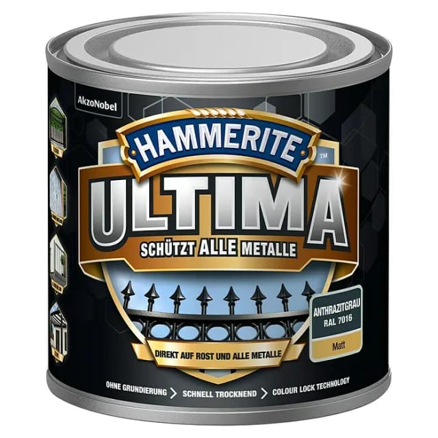 Hammerite Ultima Premium Metall-Schutzlack matt Anthrazitgrau 250 ml