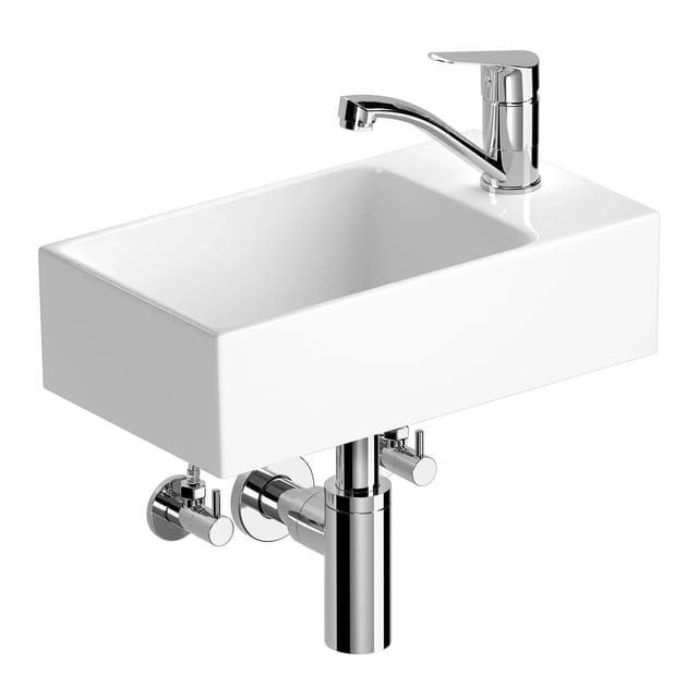 baliv Waschtisch 40 cm mit Armaturen und Siphon Weiß