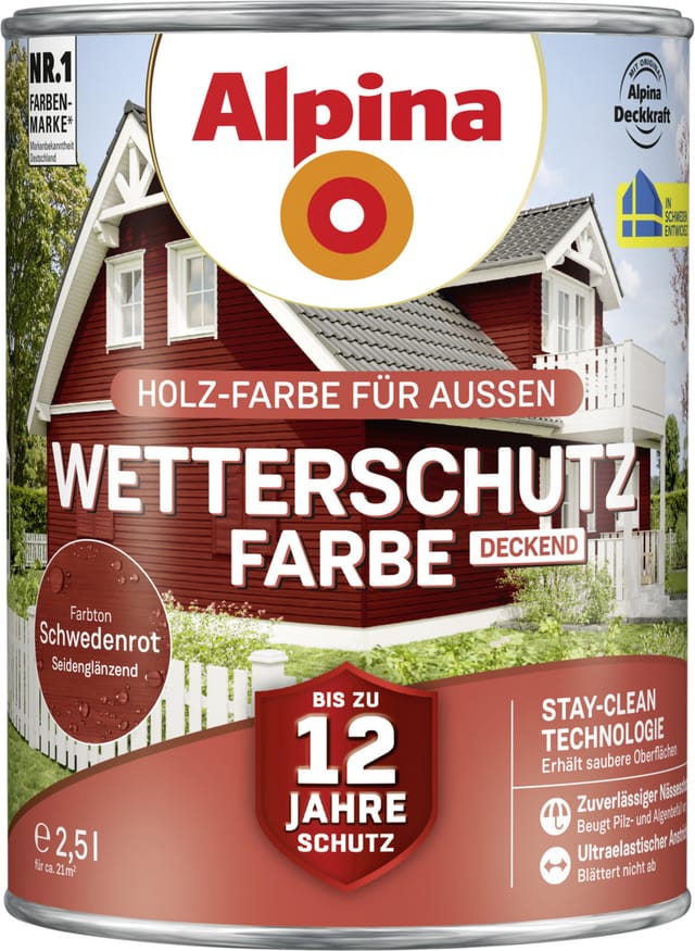 Alpina Wetterschutzfarbe Schwedenrot 2,5,