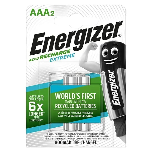 Energizer Akku Extreme AAA Micro 800 mAh 2 Stück Wiederaufladbar