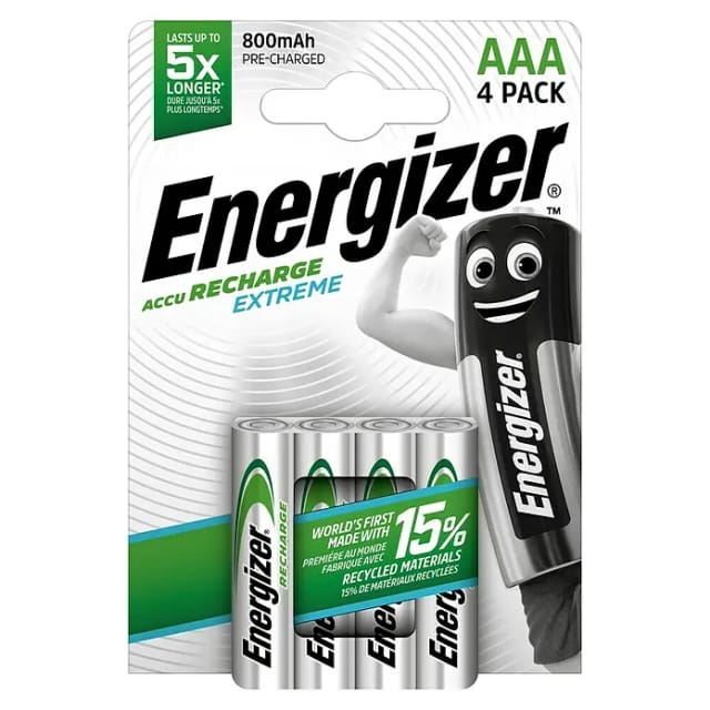 Energizer Akku Extreme AAA Micro 800 mAh 4 Stück Wiederaufladbar