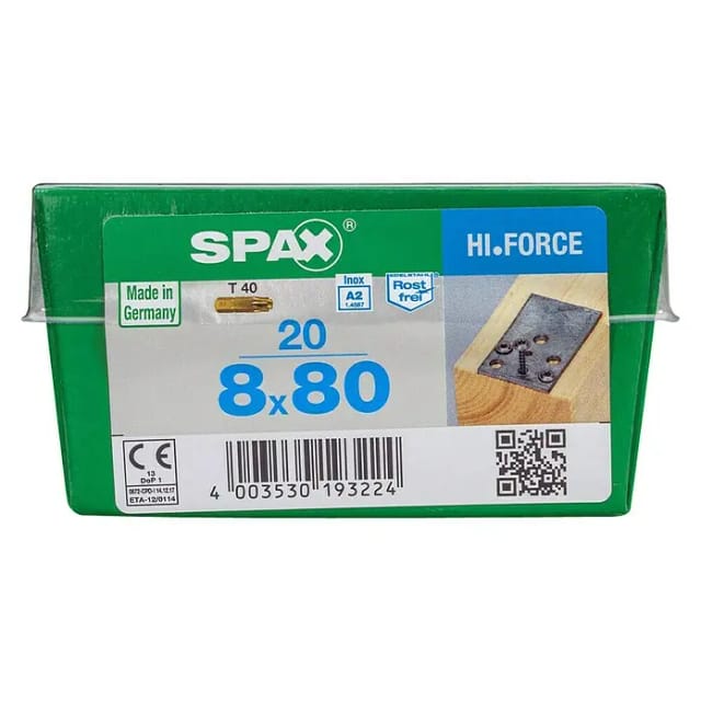 Spax Tellerkopf Holzschraube T-Star plus-Antrieb Ø 8 mm x 80 mm 20 Stück