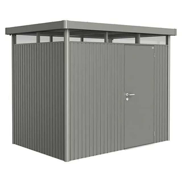 Biohort Metall-Gerätehaus HighLine Quarzgrau-Metallic 4,6 m² Einzeltür
