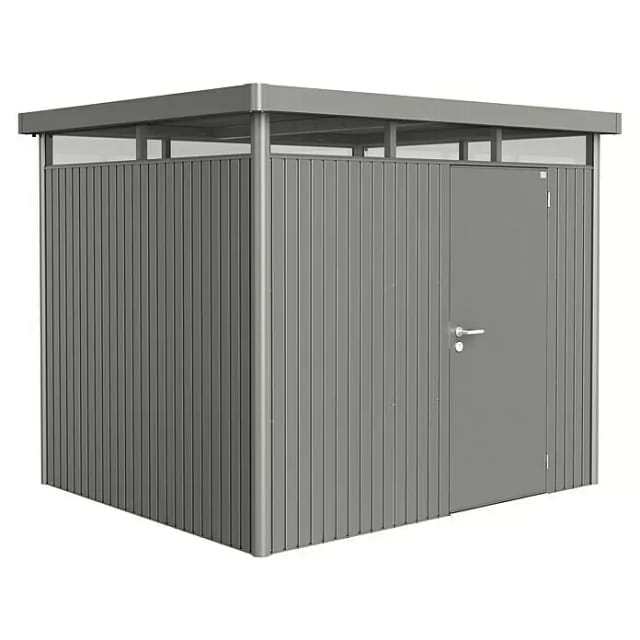 Biohort Metall-Gerätehaus HighLine Quarzgrau-Metallic 5,6 m² Einzeltür