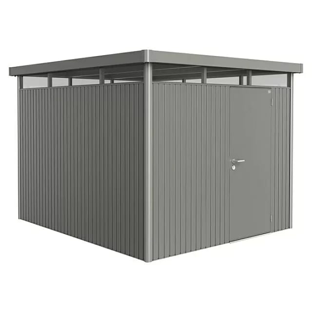 Biohort Metall-Gerätehaus HighLine Quarzgrau-Metallic 7,6 m² Einzeltür