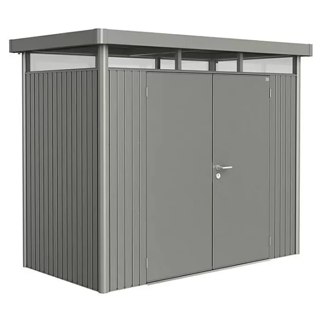 Biohort Metall-Gerätehaus HighLine Quarzgrau-Metallic 3,5 m² Doppeltür