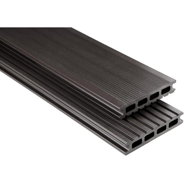 Kovalex WPC Terrassendiele Glatt Graubraun Zuschnitt 2,6 cm x 14,5 cm x 200 cm