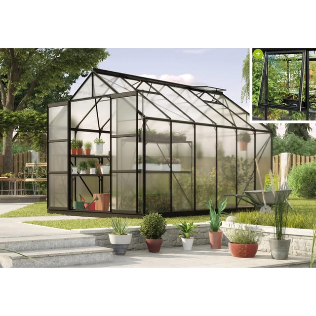 Vitavia Gewächshaus Jupiter 9900 Schwarz 9,9 m² inkl. Fundament