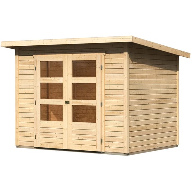 Karibu Holz-Gartenhaus Sitten Natur Pultdach Unbehandelt 242 cm x 182 cm