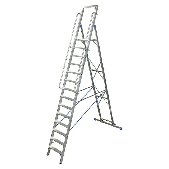 Krause Stufen-Stehlleiter mit großer Standplattform 14 Stufen