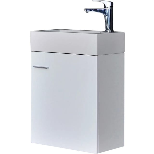 Sanicomfort Einzelwaschtisch 45 cm Weiß Hochglanz Ohne Softclose