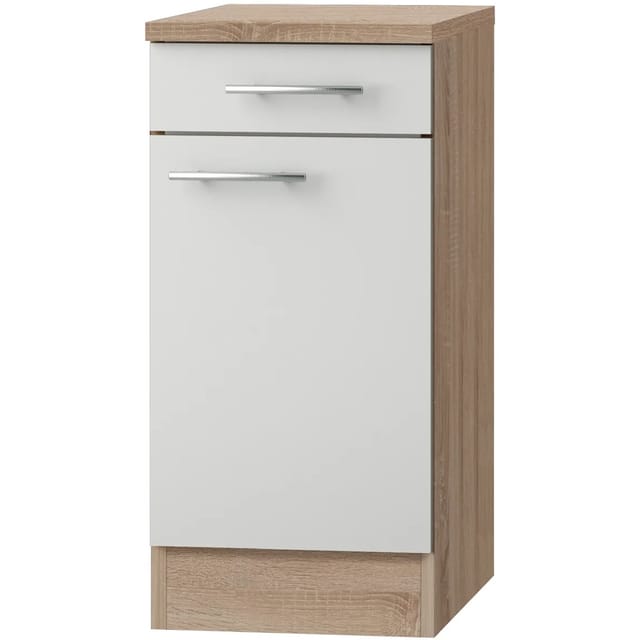 Optifit Küchen-Unterschrank Dakar286 40 cm x 84,8 cm x 60 cm Weiß-Eiche