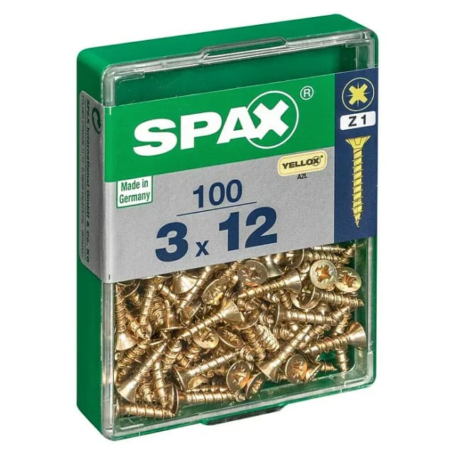 Spax Senkkopf Universalschraube PZ-Antrieb Ø 3 mm x 12 mm 100 Stück