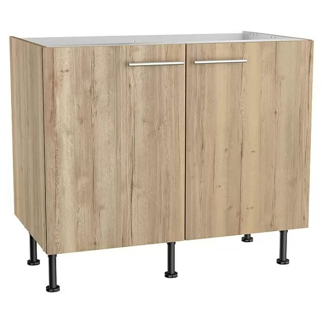 Optifit Küchen-Spülenunterschrank Erik290 100 cm x 87 cm x 58,4 cm Wildeiche
