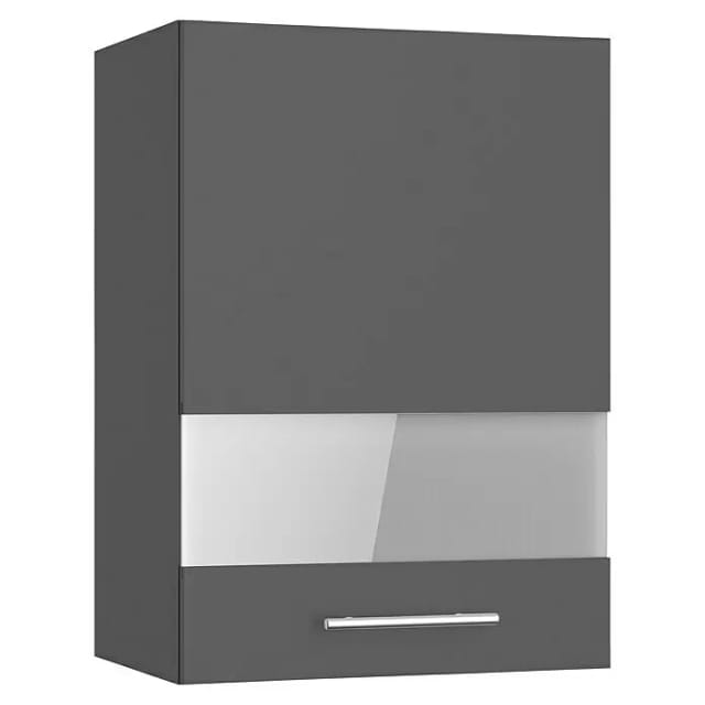 Optifit Küchen-Oberschrank mit Glassegment Ingvar420 50 cm Anthrazit Matt