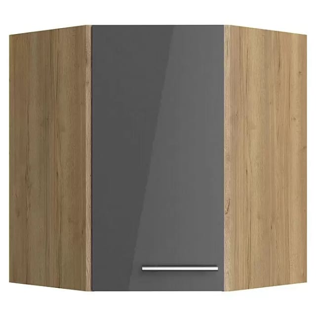 Optifit Küchen-Eckoberschrank Jonte984 60/60cmx70,4cmx34,9cm Anthra.-WildEiche