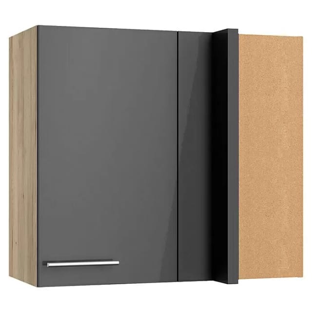 Optifit Küchen-Eckoberschrank Jonte984 80/45 x 70,4 x 34,9cm Anthrazit Wildeiche