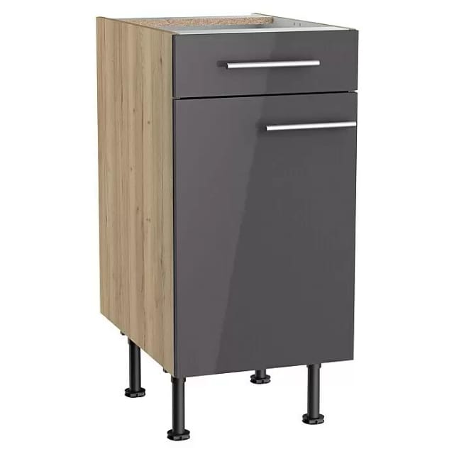 Optifit Küchen-Unterschrank Jonte984 40 cm x 87 cm x 58,4 cm Anthrazit-Wildeiche