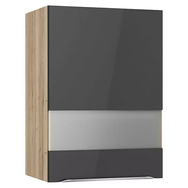 Optifit Küchen-Oberschrank mit Glassegment Linus984 50 cm Anthrazit-Wildeiche