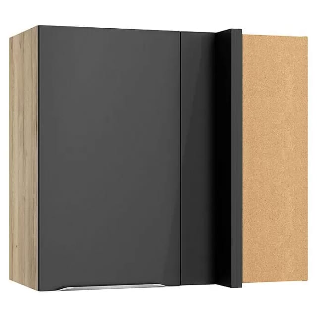 Optifit Küchen-Eckoberschrank Linus984 80/45 x 70,4 x 34,9cm Anthrazit Wildeiche