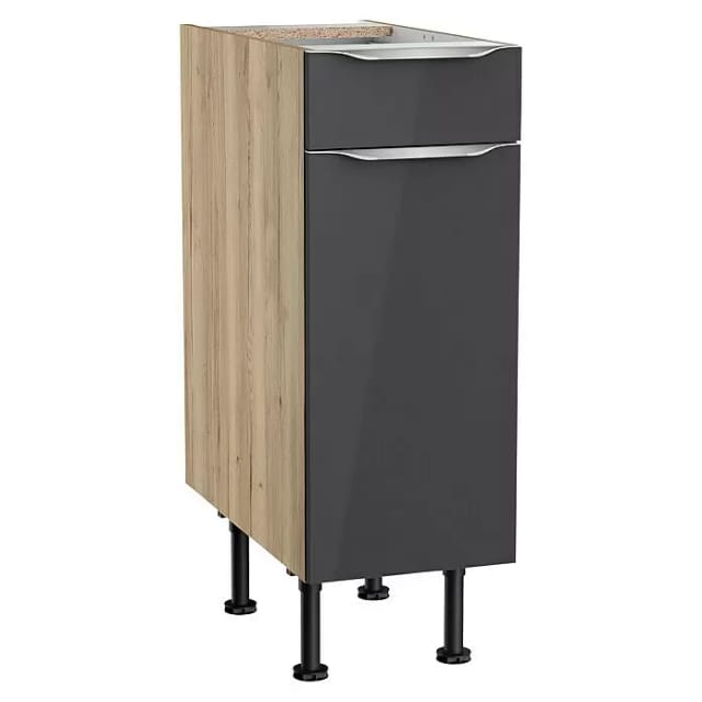 Optifit Küchen-Unterschrank Linus984 30 cm x 87 cm x 58,4 cm Anthrazit-Wildeiche