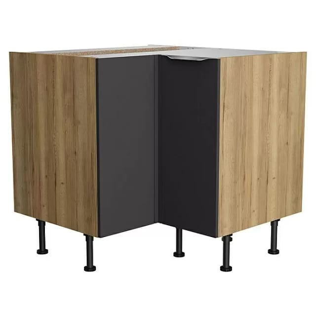 Optifit Küchen-Eck-Unterschrank Linus984 90/90cmx87cmx58,4cm Anthra.-WildEiche