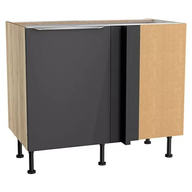 Optifit Küchen-Eck-Unterschrank Linus984 100/65x 87x 58,4cm Anthrazit Wildeiche