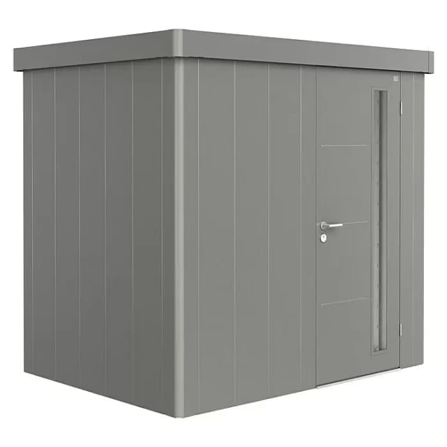 Biohort Metall-Gerätehaus Neo 1B Standardtür Quarzgrau-Metallic