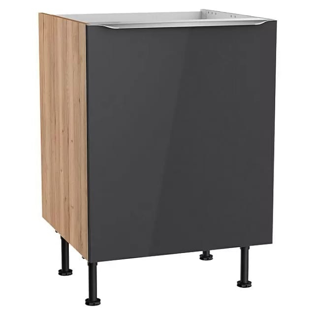 Optifit Küchen-Spülenunterschrank Linus984 60x87x58,4cm Anthra.-WildEiche