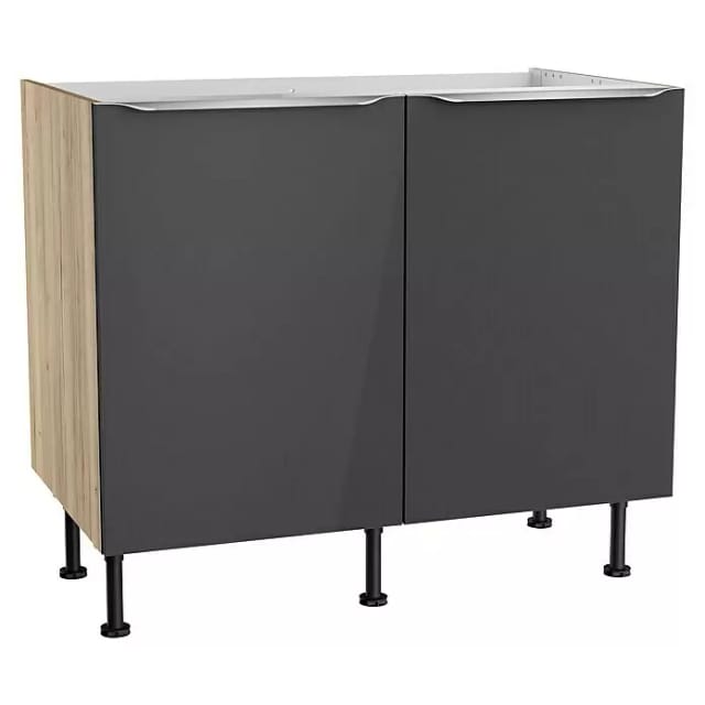 Optifit Küchen-Spülenunterschrank Linus984 100cmx87cmx58,4cm Anthra.-WildEiche
