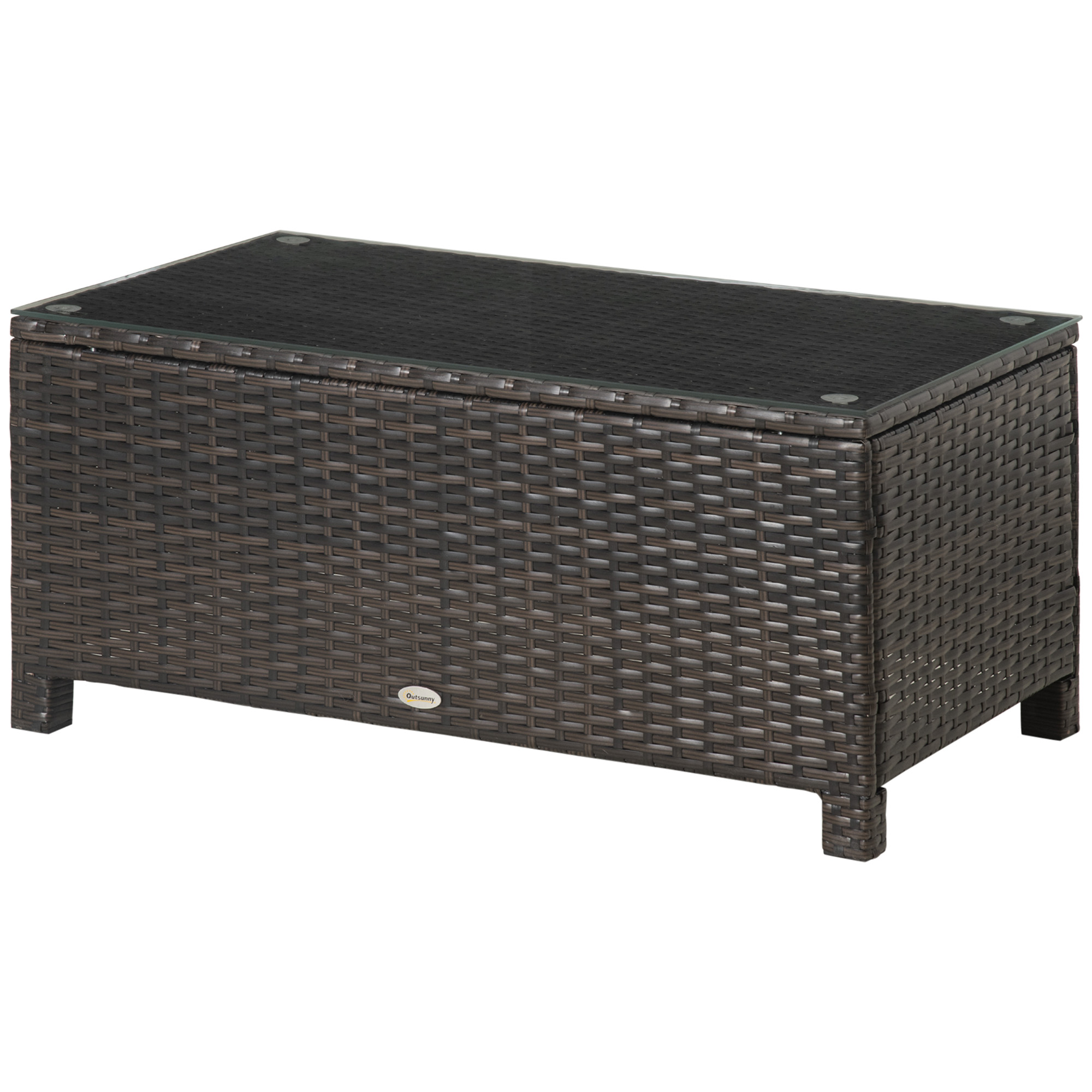 Table De Jardin En Résine Tressée Marron, Table Basse Extérieure, 85x50x39 Cm, Idéale Pour Balcon Et Terrasse