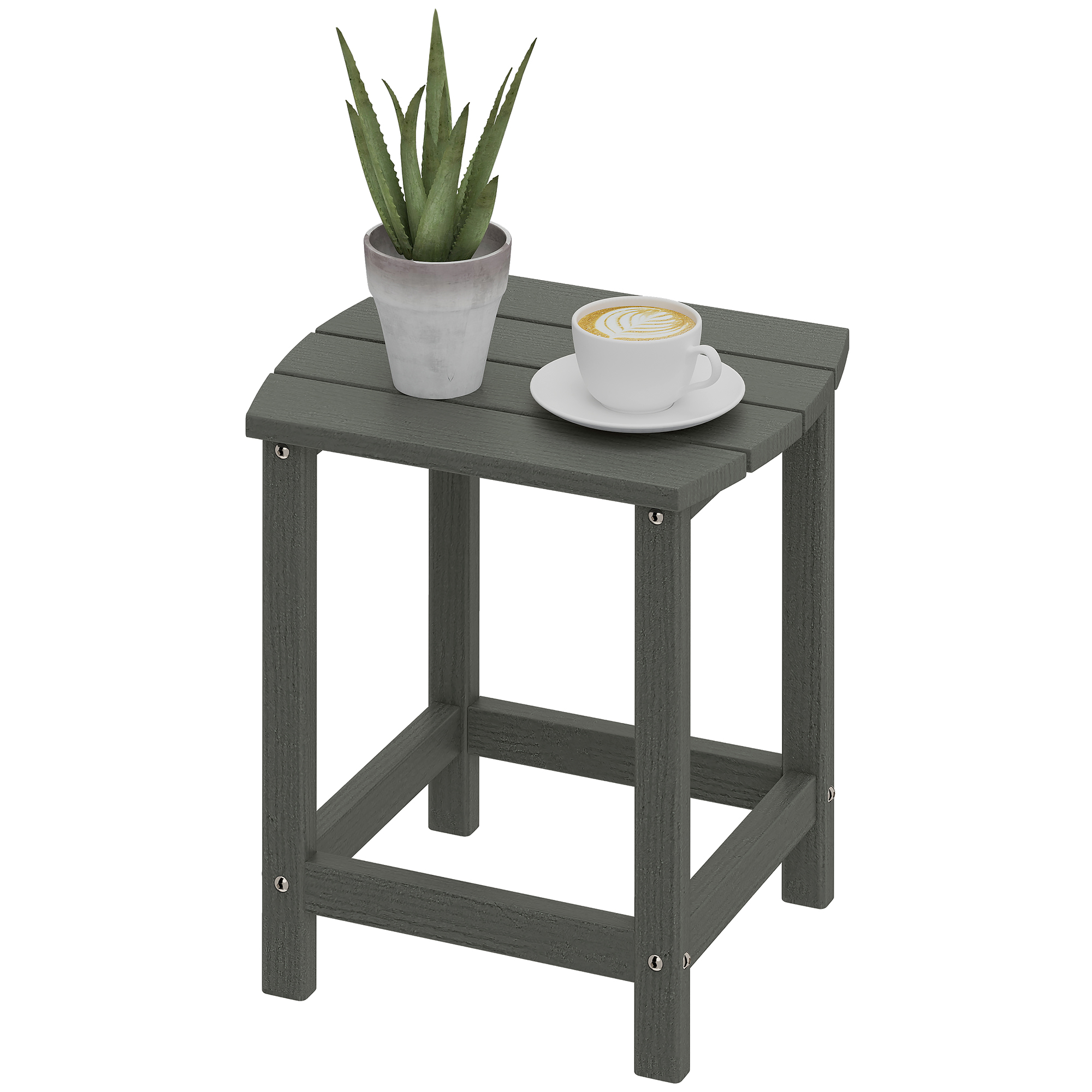 Table De Jardin Hdpe Résistant Aux Intempéries, Table De Balcon Pour Repas Extérieur Et Camping, 48x37x46 Cm, Gris.