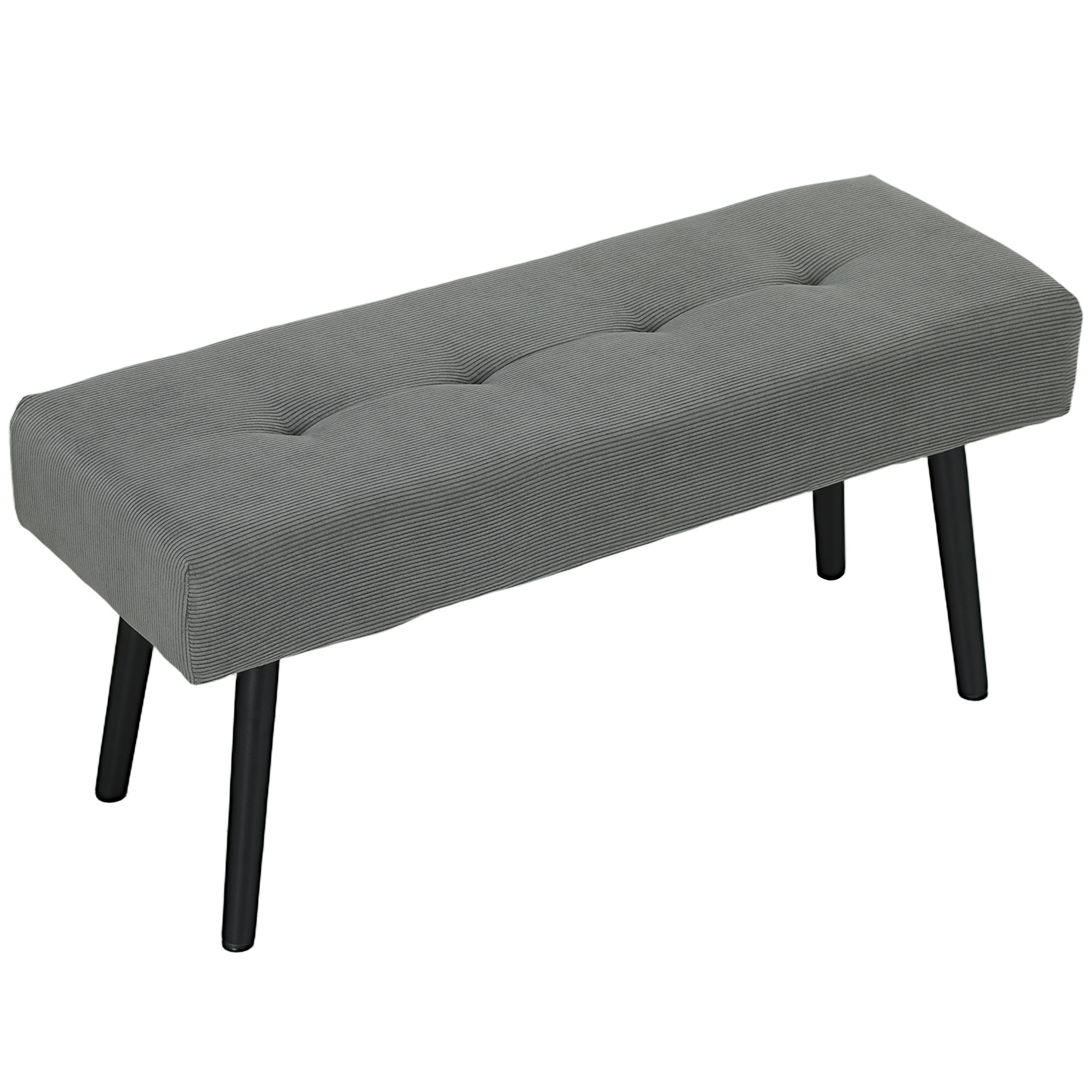Banque Habillée En Velours Côtelé Gris, Banc À Chaussures 100x36x45 Cm Avec Pieds Métalliques, Assise Rangement Pour Entrée